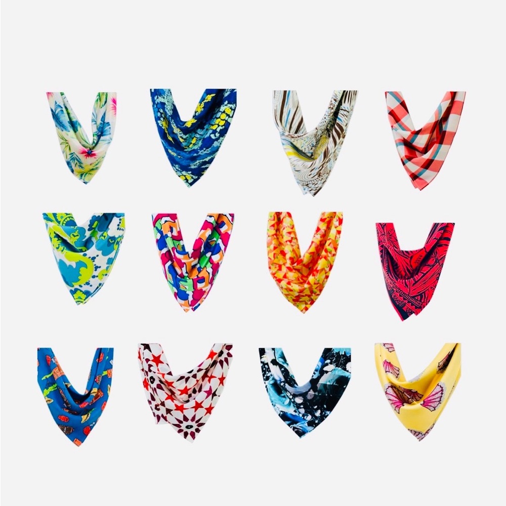 Last Ones‼️ Dozen Bundle Silklette 100% Silk Bandanas/Kerchiefs + Gift Boxes